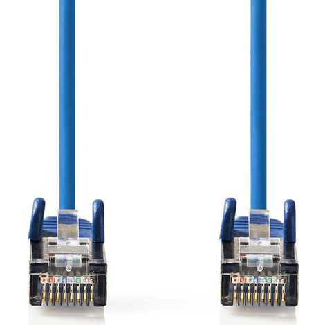 Câble réseau CAT5e SF/UTP RJ45 mâle RJ45 mâle 1.50 m Rond PVC Bleu Enveloppe (1/5)