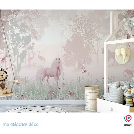 Papier peint : Fresque tropicale et aquarelle 3 - Intissé - L.400 x H.280 cm - Vert jaune (1/3)