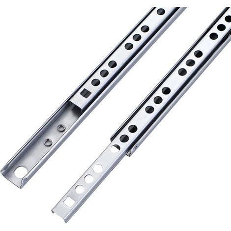 Lot de 2 glissières à billes pour tiroir, rainure de 17 mm, longueur 246 mm, glissières métalliques à billes pour tiroirs de meubles. (1/4)
