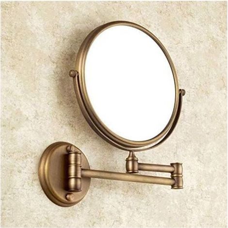 Miroir de salle de bain mural rotatif double face de 6 pouces, pliable et rétractable, grossissement 5x (Antique) (1/5)