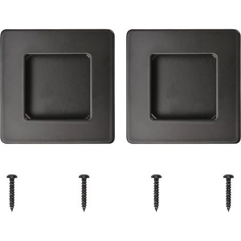 Juego de 2 tiradores empotrados para puertas correderas en acero inoxidable con agujero cuadrado lateral para cajón, armario y ropero / negro mate, 70 mm (1/5)