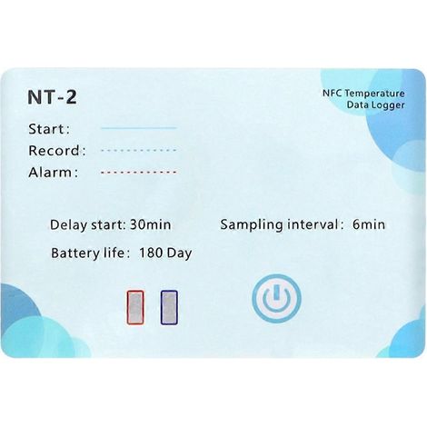 Enregistreur de données sans fil NFC, enregistrement de données sur 180 jours, indicateur LCD, 500 000 groupes pour enregistreur de température NFC chimique (1/5)