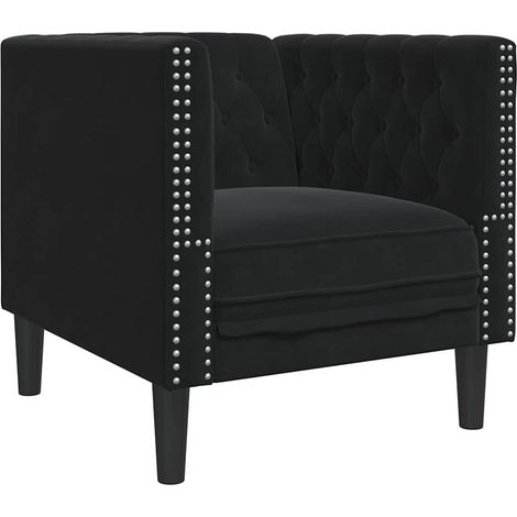 Sofá Negro 74,5 x 71 x 70,5 cm Terciopelo vidaXL