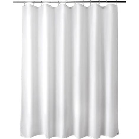 Liner Rideau Douche Imperméable, Tissu Lavable avec Aimants, Rideau Douche Léger 72x72 Pouces (Blanc) (1/5)