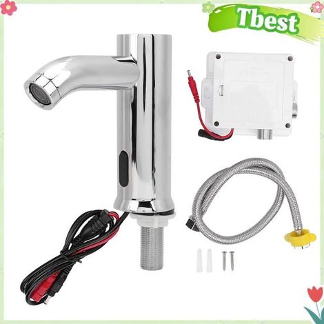 Robinet de salle de bains sans contact avec capteur infrarouge, portée de 10 à 15 cm, filetage externe G1/2, alimenté par batterie, (1/4)