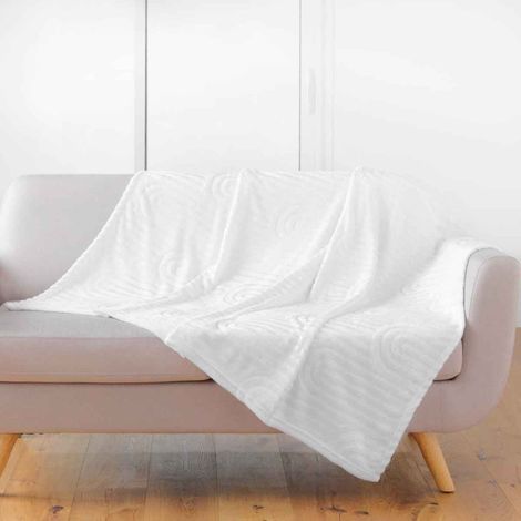 Plaid Flanelle Uni "Esquisse" 125x150cm Blanc (1/5)