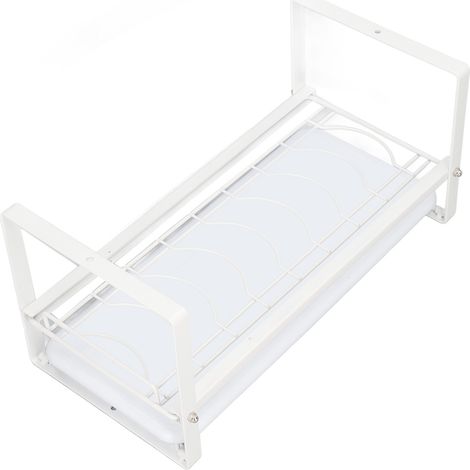 Küchenschrank-Ablage, Schüsselhalter, Tellerhalter, Abtropfgestell, rostfrei, rutschfest, weiß (1/5)