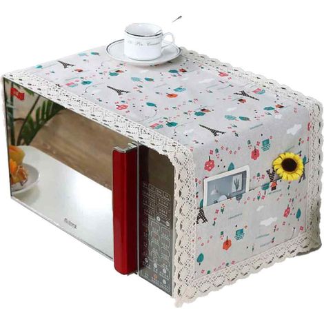 1 Housse four micro-ondes, coton lin, résistant huile, anti-poussière, poche rangement, cuisine (1/5)