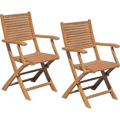 Set 2 Sedie da Giardino Pieghevoli e con Braccioli in Legno Arredamento per Esterni (1/5)