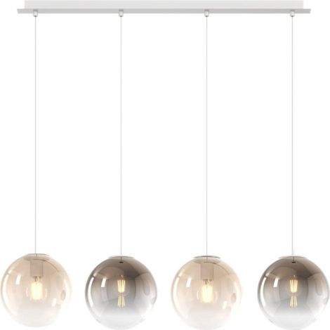 Lampadario moderno top light big eclipse 1194 bi s4 rp br am e27 led vetro sfera ambra bronzo