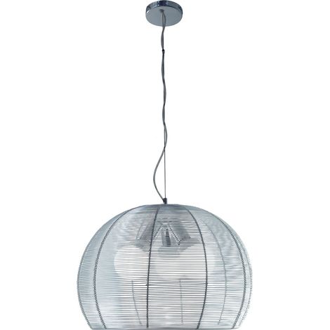 Sospensione Moderna Basket Alluminio E Metallo Grigio 3 Luci E27 40Cm (1/2)