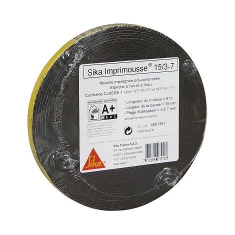 Espuma de poliuretano precomprimida SIKA Espuma para impresoras - 15x3x7mm - 8m