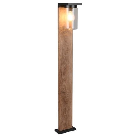 ARDILA PALO ALTO DA ESTERNO ALLUMINIO NERO CON EFFETTO LEGNO E VETRO TRASPARENTE CON INTERRUTTORE E SENSORE CREPUSCOLARE IP44 H.100CM 1 LUCE ATTACCO E27