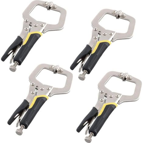 Lot de 4 colliers de serrage de 15,2 cm, étau de soudage en C robuste avec vis réglable et coussinets pivotants, pince de verrouillage pour soudure, alignement, travail du bois
