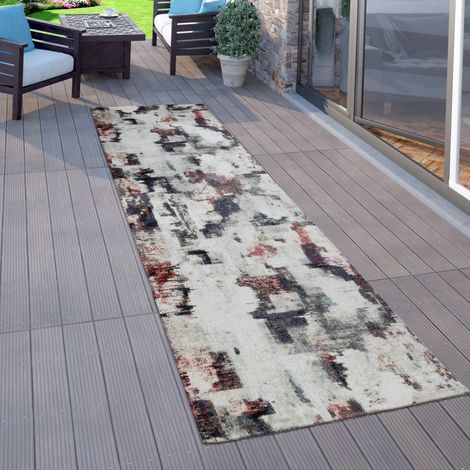Paco Home Outdoor Teppich Balkon Terrasse Vintage Küchenteppich Orient Muster Rauten Ethno 60x100 cm, Creme 2