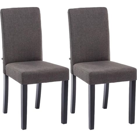Lot de 2 chaises de salle à manger design moderne en tissu gris foncé et pieds en bois noir 100001557 (1/5)