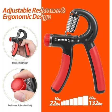 Hand Grip - Résistance Réglable 10-60 kg - Pour Renforcement Poignet et Préhension - Lot de 2 (1/4)