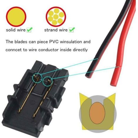 Connecteur bande LED 2 broches - - Lot de 10 - Pour SMD 5050/3528 - Étanche et non étanche - Largeur 10 mm (1/4)