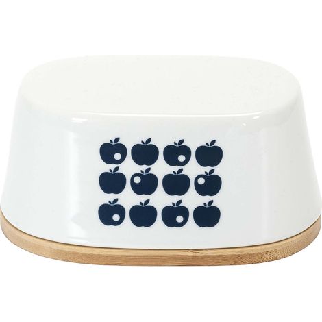 Beurrier en porcelaine plateau en bambou Rétro (1/5)