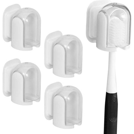 Lot de 4 porte-brosses à dents rétractables, support portable pour brosse à dents électrique, sans perçage (1/4)
