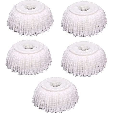 Lot de 5 têtes de balai à franges de rechange en microfibre, universelles pour balai à franges magiques à 360 °, forme ronde, taille standard (1/5)