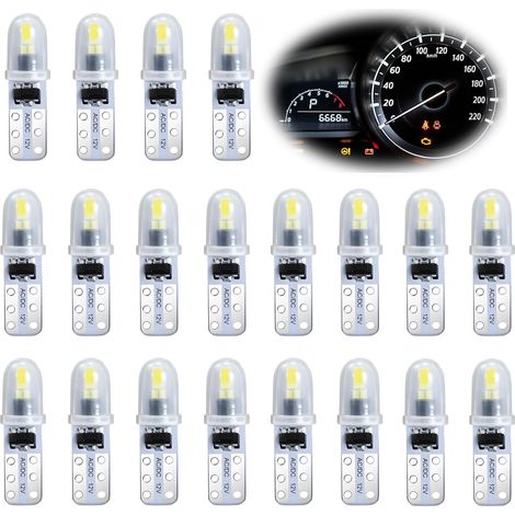20 x T5 LED Bulbs, 12V White 3014 SMD, Car Dashboard Bulb, LED Night Light Interior Car Lighting, 40LM 0.6W Replacement 2721 286 27 37 PC74, Easy Installation (1/5)