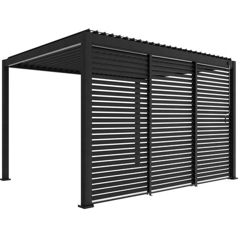 Louvered pergola aluminium 4 x 3m and 3 130cm louver panels anthracite - Triomphe (1/5)