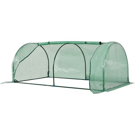 Invernadero de plástico con ventana enrollable 200 x 100 x 80 cm armazón de acero verde (1/5)