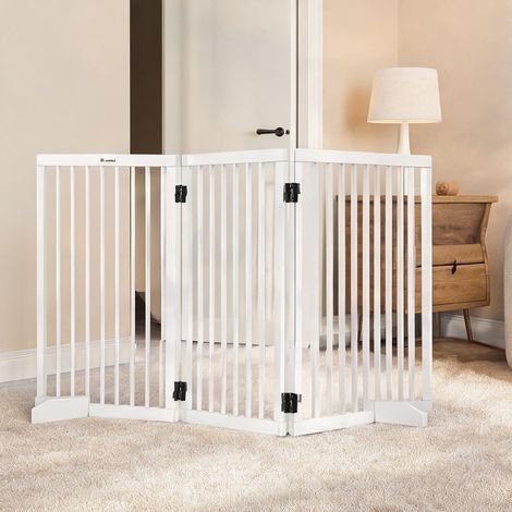 Barrière pour animaux pliable en bois massif 206 x 35,5 x 76 cm (1/5)