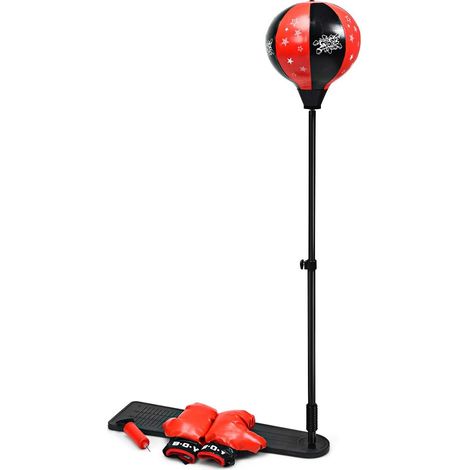 COSTWAY Punching Ball Altura Ajustable de 85-130cm Saco de Boxeo de Pie con Guantes de Boxeo y Bomba Manual (1/5)
