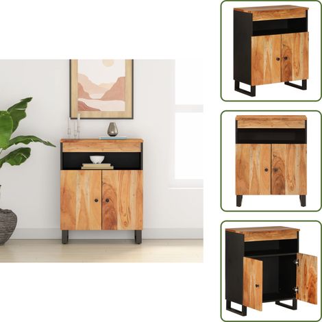 The Living Store Sideboard mit 2 Türen 60x33x75 cm Massivholz Akazie - Massivholz Sideboard (1/5)