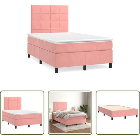 Samtbett - Boxspringbett mit Matratze Rosa 120x190 cm Samt (1/5)