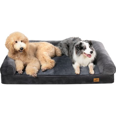 BingoPaw Hundebett XXL Orthopädisches Hundesofa, Hund Couch waschbar Hundekorb für Grosse Hunde - Ergonomisches Hundematratze grau 135x100x12 cm (1/5)