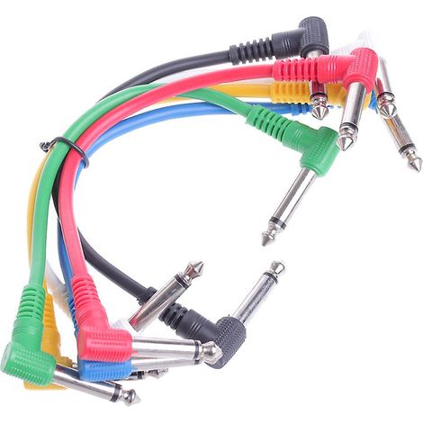 Lot de 6 câbles audio patch colorés avec fiches coudées pour pédales d'effet de guitare (1/5)