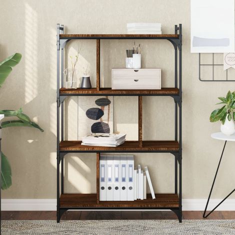 Bookcase 4-Tier Brown Oak 76x32x123 cm Engineered Wood vidaXL