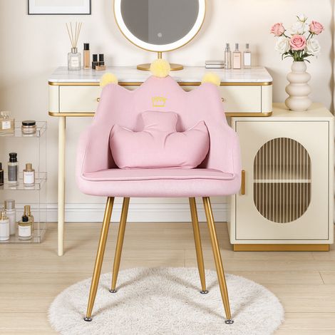 FLASIDU – Sessel in Kronenform – geräumige Sitzfläche 50 x 40 cm, ergonomische Armlehnen, Sitzkissen und weiche Kissen, rosa