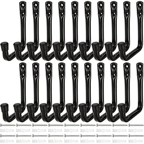 Lot de 20 Crochet Rangement 12 X 9 cm Mural Garage Maximale KG Crochets Muraux Avec 18 Vis et Tubes D'expansion pour Échelle, Chaise Pliante, Vélo - (1/5)