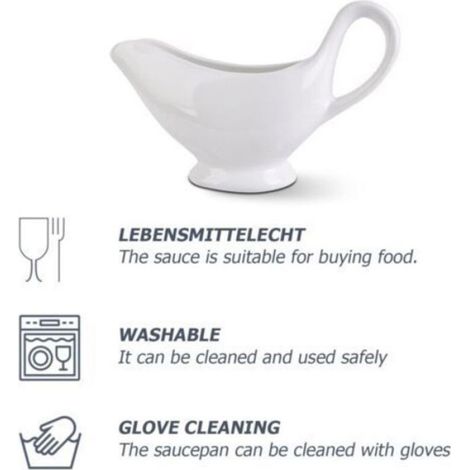 Saucière - Porcelaine - 310 ml - Pour Sauce Vinaigrette Crème Bouillon - 1 Pièce (1/5)