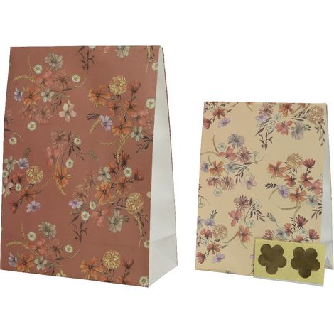 Kaemingk Geschenktaschen mit floralem Muster in 2 Größen - Papier (1/2)