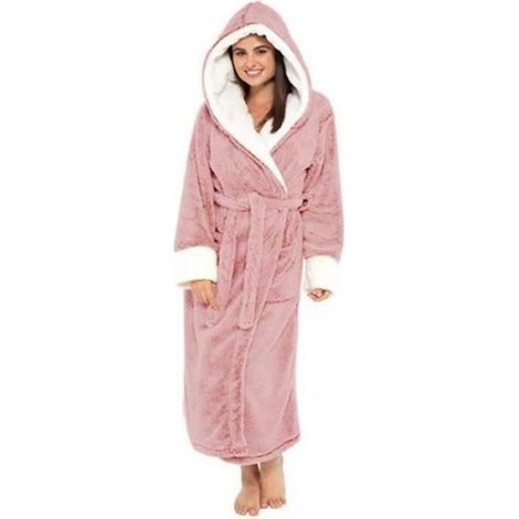 Peignoir de Bain Femme avec Capuche Coton Velours Premium - ROBE DE CHAMBRE - Rose - Or - Femme - Adulte (1/4)