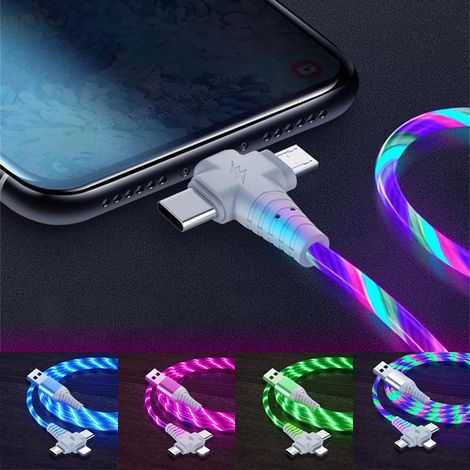 Le 3-en-1 un - 2 Un Chargeur, la LED pour iPhone, Samsung, Huawei, Xiaomi m.(m). encre (1/5)