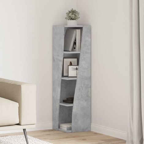Meuble d’angle avec 4 étagères en bois d’ingénierie gris béton 27,5 x 27 x 102 cm - PANGIVO (1/5)