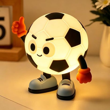 Veilleuse Bébé Football, Veilleuse Enfant Soccer, Lampe de Chevet LED 8 Couleurs Changeantes et 2 Niveaux d'Intensité, Sans BPA, Minuterie 15/30/60 Min, Contrôle Tactile (1/5)