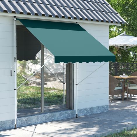Store extérieur à enrouleur 2 x 1,5 m avec manivelle. Hauteur et angle réglables. Vert.