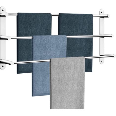 Porte-serviettes 80cm 3 niveaux acier inoxydable 304 sans perçage mural (1/5)