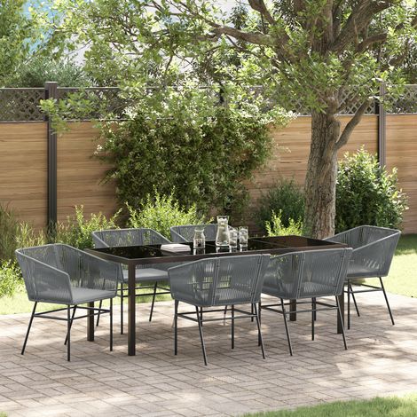 Garten Essgruppe 7 pcs Grau Poly Rattan vidaXL (1/5)