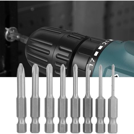 Phillips S1/4 Elektroschraubendreherbits (8er-Set), Phillips Druckluftschraubendreherbits, Sechskantbohrer für Bohrmaschinen, 50-mm-Druckluftdüse (1/5)