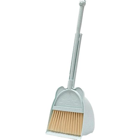Child Broom and Dustpan Set, Cute & Mini Kid Broom and Dustpan Set Educational Housekeeping ABS Toddler Cleaning Kit for Home, Kindergarten, Blue