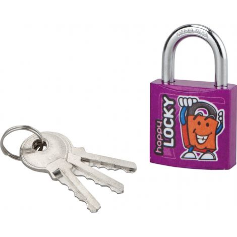 Lucchetto Happy Lock, acciaio, interno, arco in acciaio, 30 mm, viola, 3 chiavi – THIRARD (1/2)