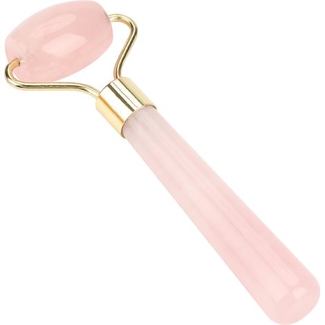 Rouleau de massage amincissant en cristal de quartz rose naturel pour le visage, outil de beauté et de soin relaxant (1/5)